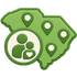 Green icon with location pins in state of SC