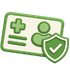 Green icon of insurance ID card with no info